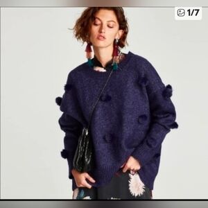 ⭐ Host Pick ⭐ NWOT Zara Alpaca 🦙 Blend Adorable 😍 Pom-pom Sweater Size 2X